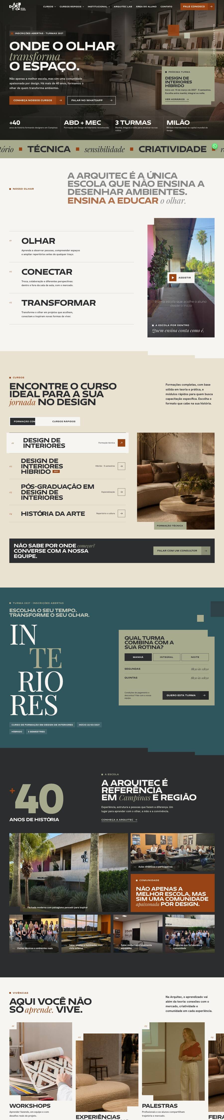 Página inicial da Arquitec, rolagem completa
