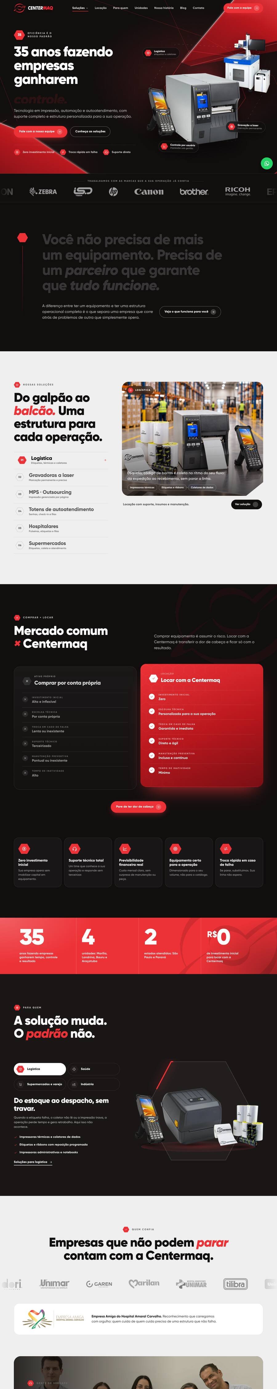 Site novo da Centermaq, rolagem completa