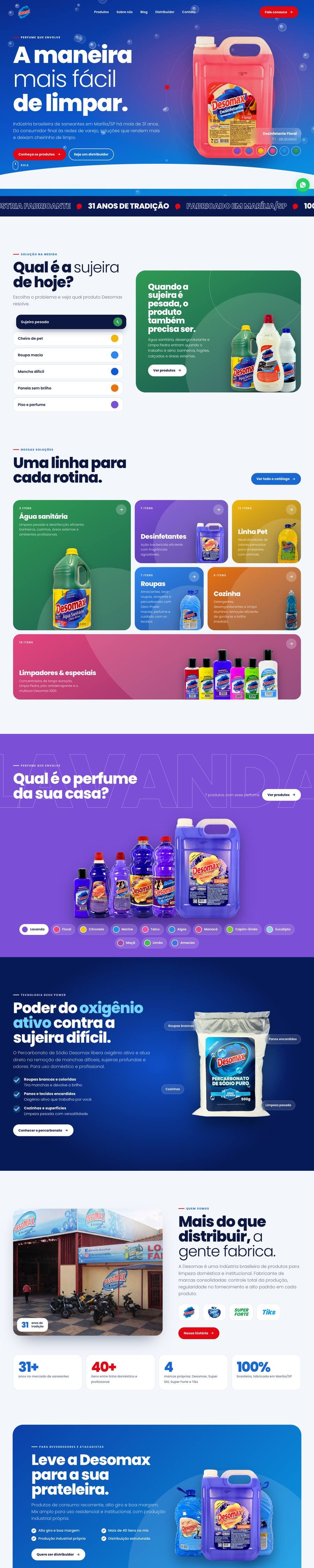 Site novo da Desomax, rolagem completa